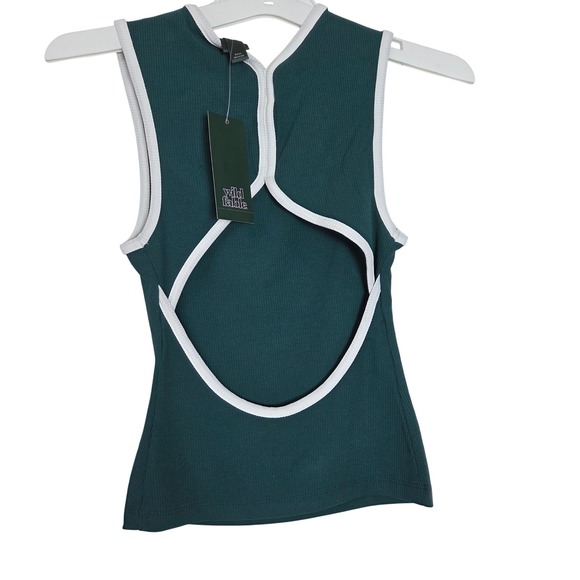wild fable Tops - Dark Green Ribbed Back Cutout Tank Wild Fable XXS NWT Sporty Athleisure